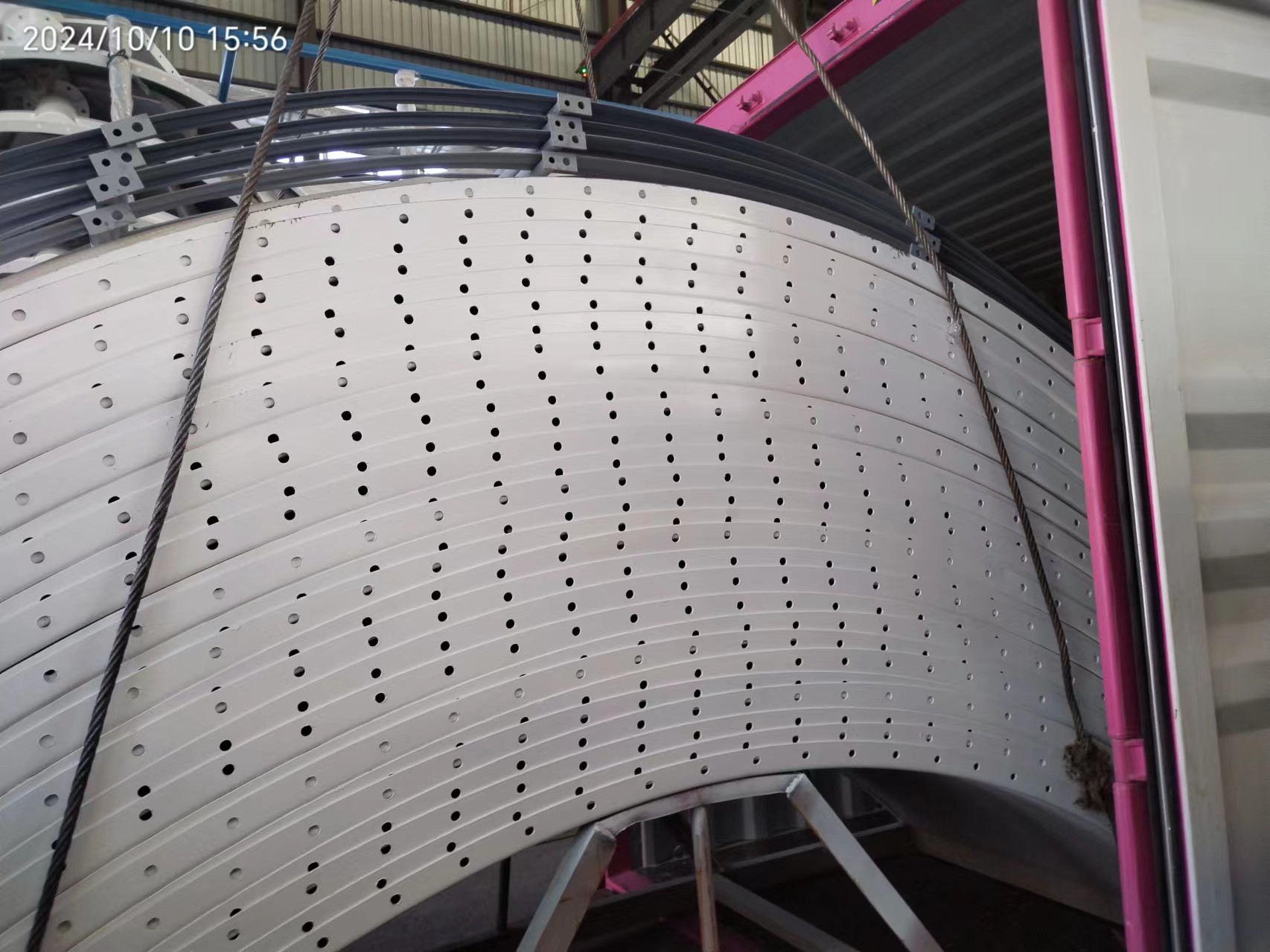 Cement silo components during container loading