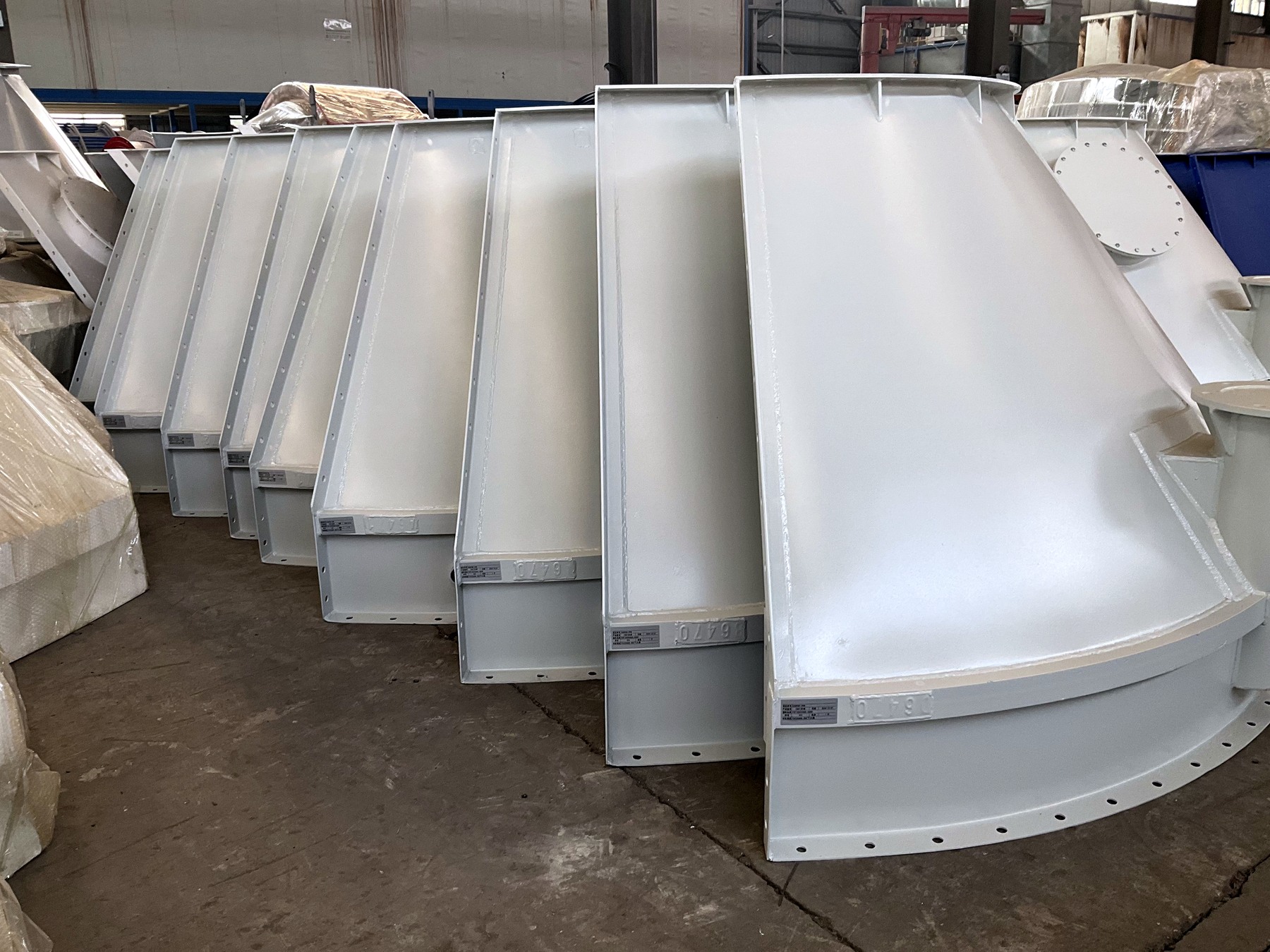 Cement silo components prepared for packing