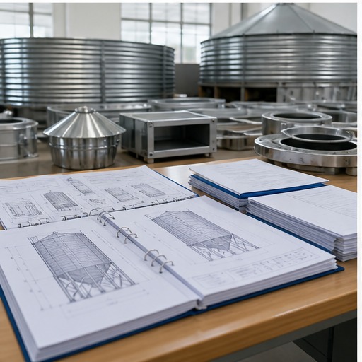 Technical drawings for cement silo installation